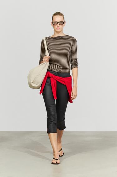 Zara Striped wool-blend knit sweater - Light brown - Image 0