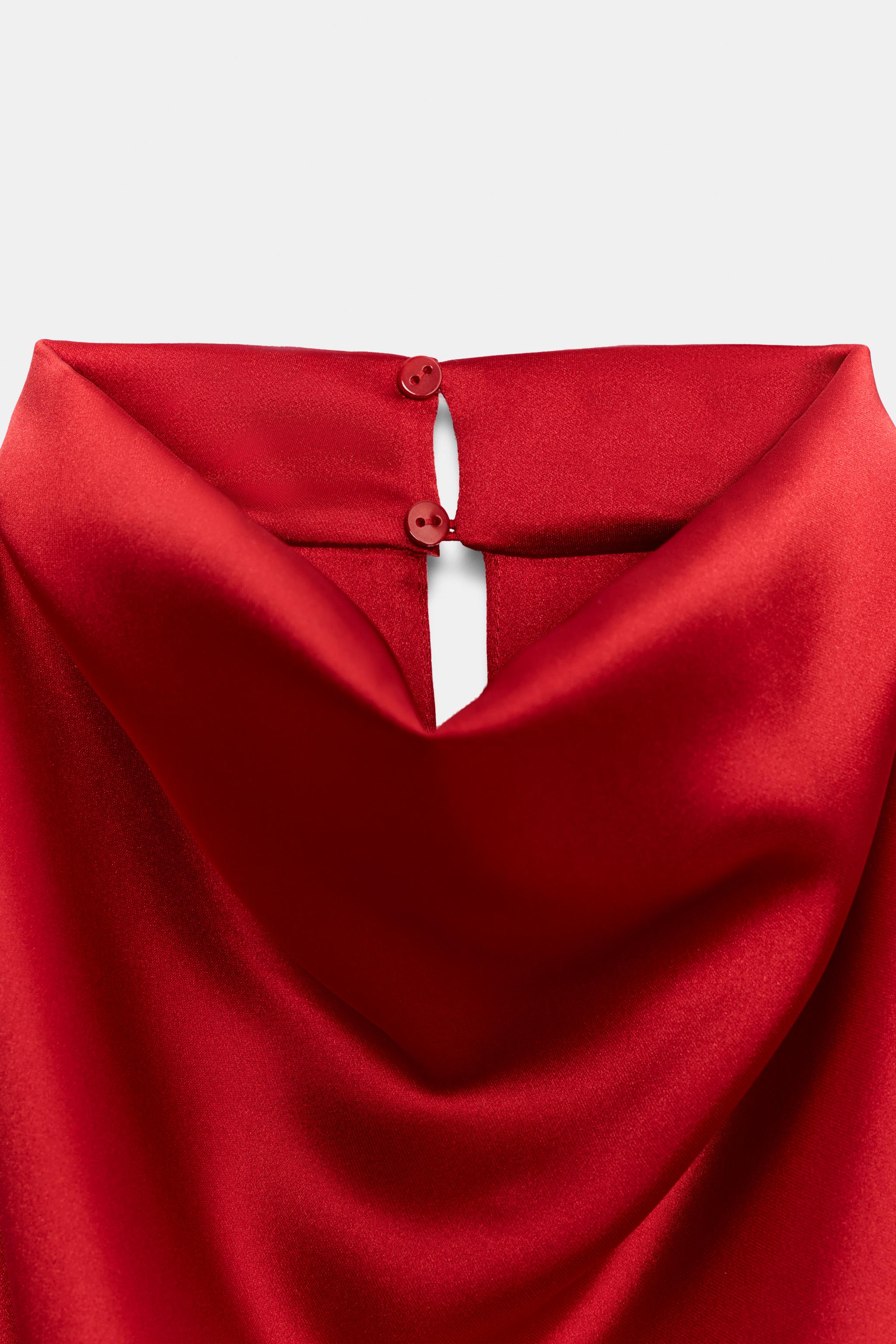Zara Saten Halter Midi Elbise görsel 8