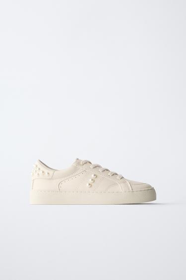 Zara PEARL SNEAKERS - Off White