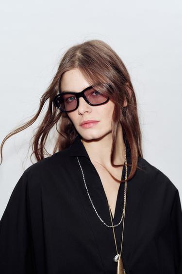 V-NECK POPLIN SHIRT - Black by Zara - Image 4