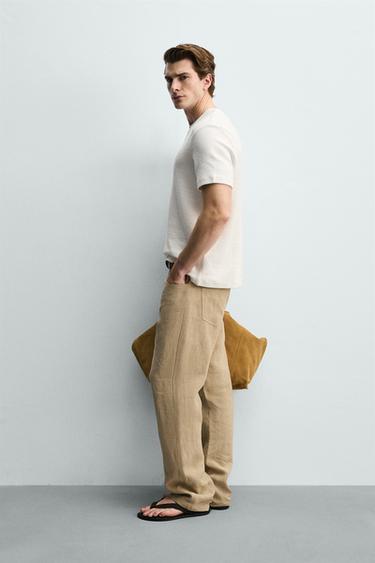 T-SHIRT REGULAR FIT STRUCTURÉ - Blanc cassé de Zara - Image 3