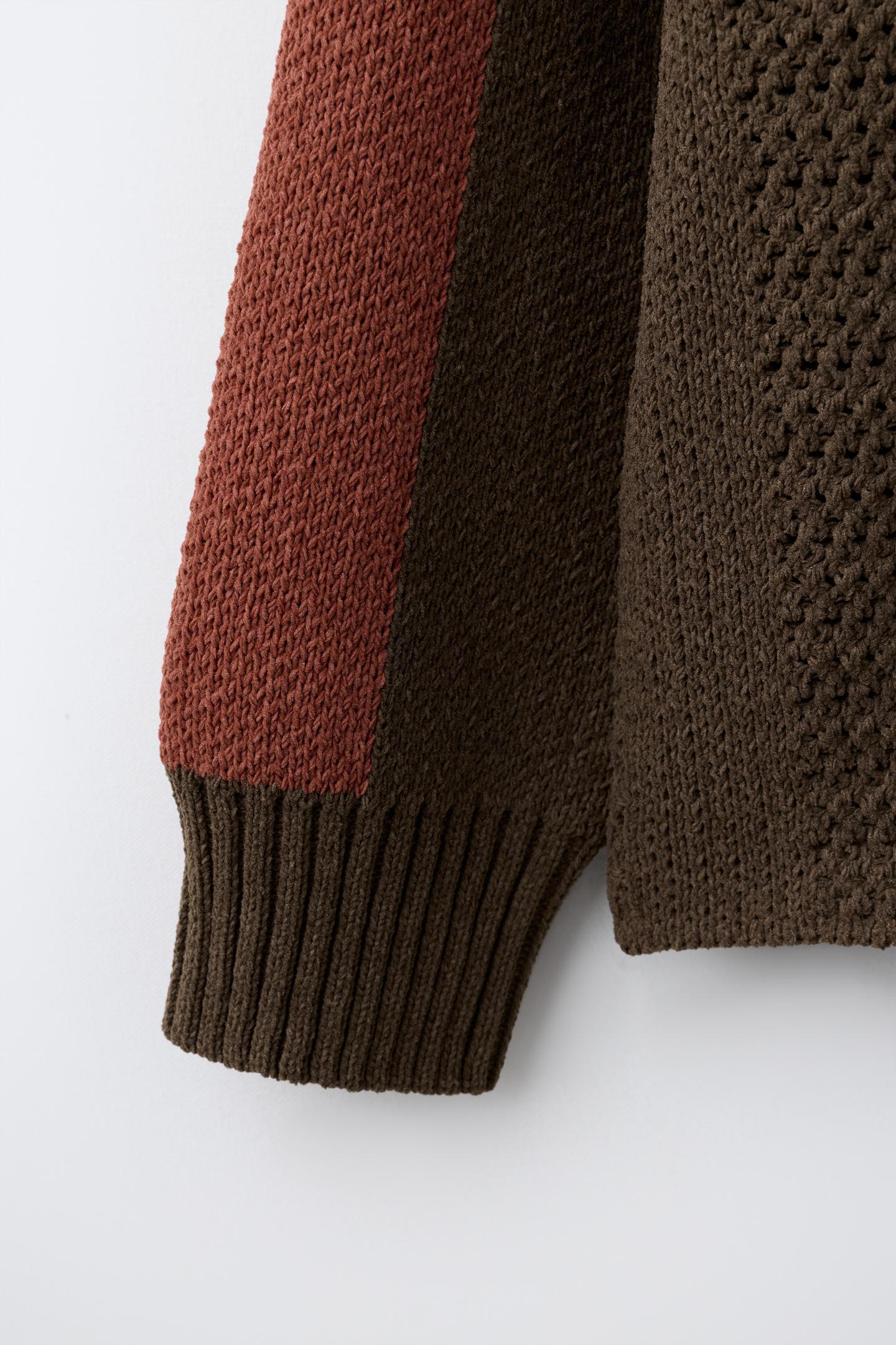 Детский свитер Zara Embroidered Text Chenille, цвет: Тёмный коричневый — фото 5