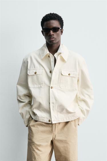 VESTE REGULAR FIT À POCHES - Blanc cassé de Zara - Image 1