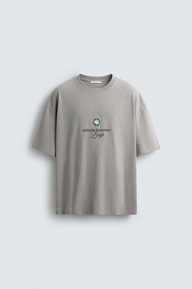 Zara STAR PRINT T-SHIRT - Light gray