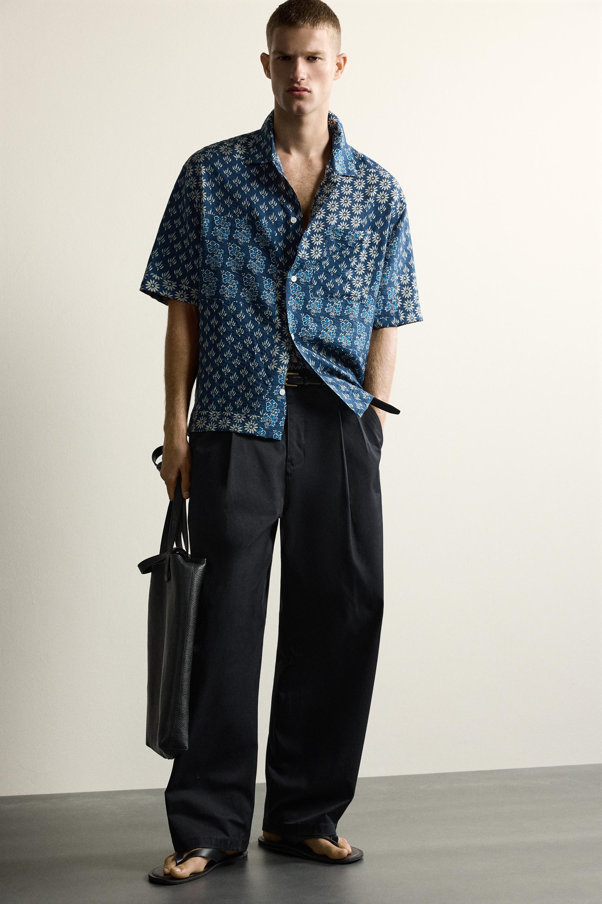 PATCHWORK PRINT RELAXED FIT SHIRT - Ink blue | ZARA Canada