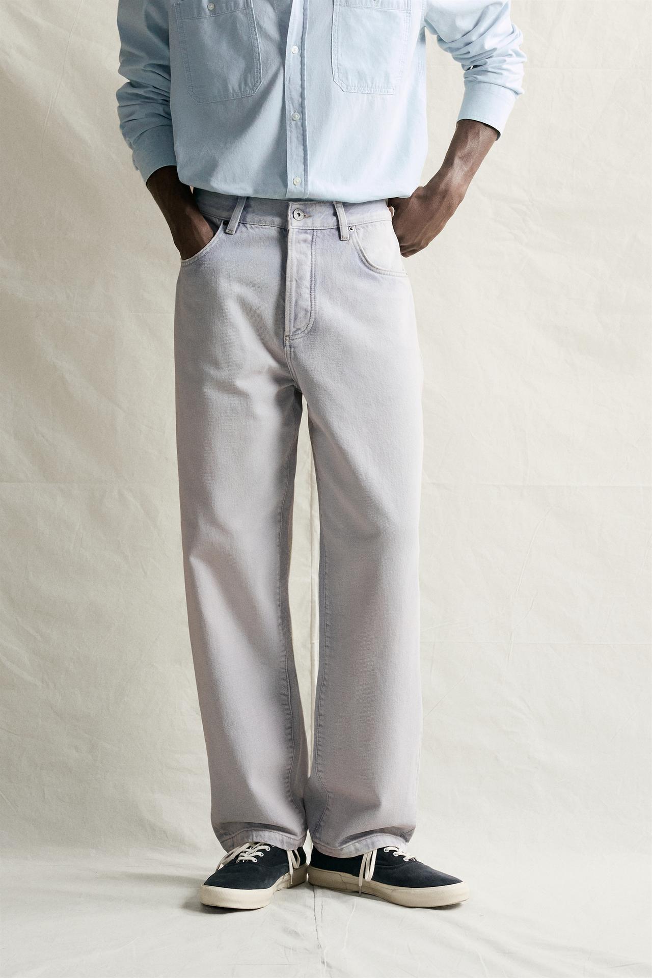 CROPPED BAGGY FIT JEANS — Light blue