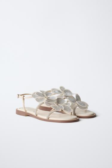 SANDALIA MAXI FLOR STRASS - Blanco Crudo de Zara