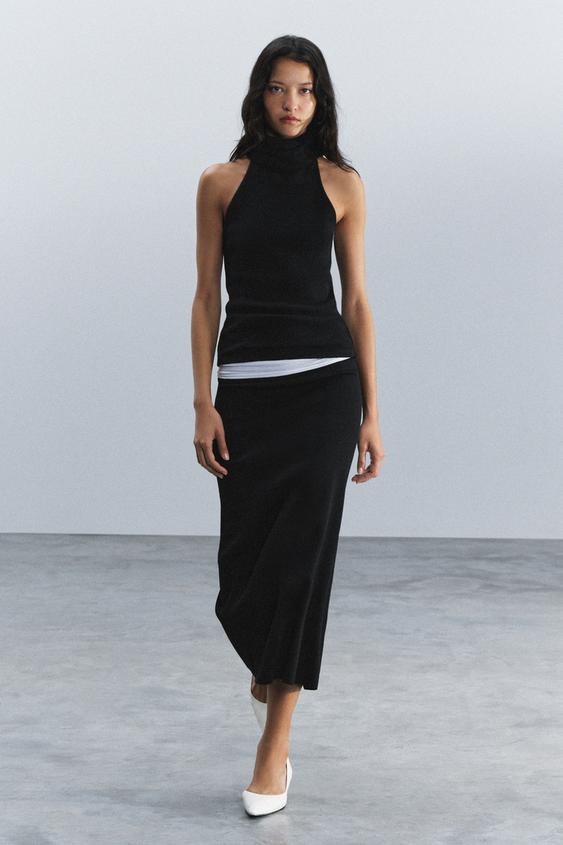 Zara HIGH-NECK TOP - Black - Image 0