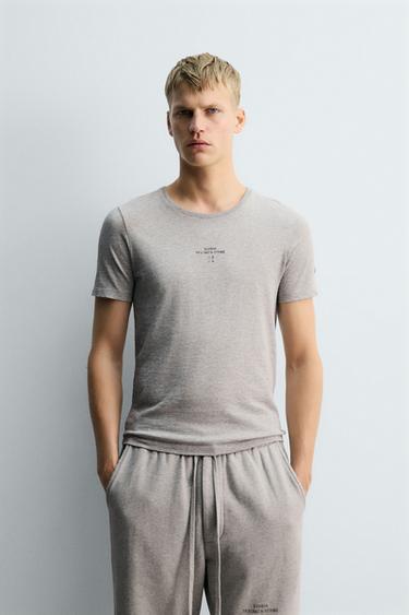 Zara KITSA LÕIKEGA T-SÄRK X SR_A - Grey marl