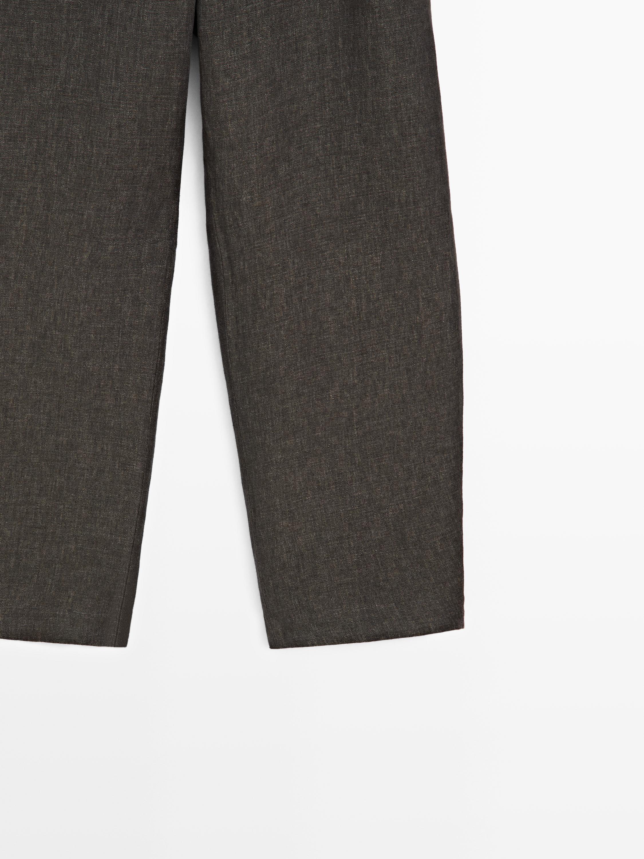 Linen barrel fit trousers
