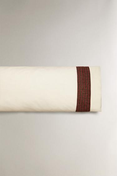 CHRISTMAS LINEN PILLOWCASE WITH BORDER - Ecru by Zara - Image 4