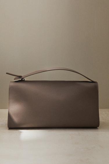 Zara MINI LEATHER BAG - Taupe Gray