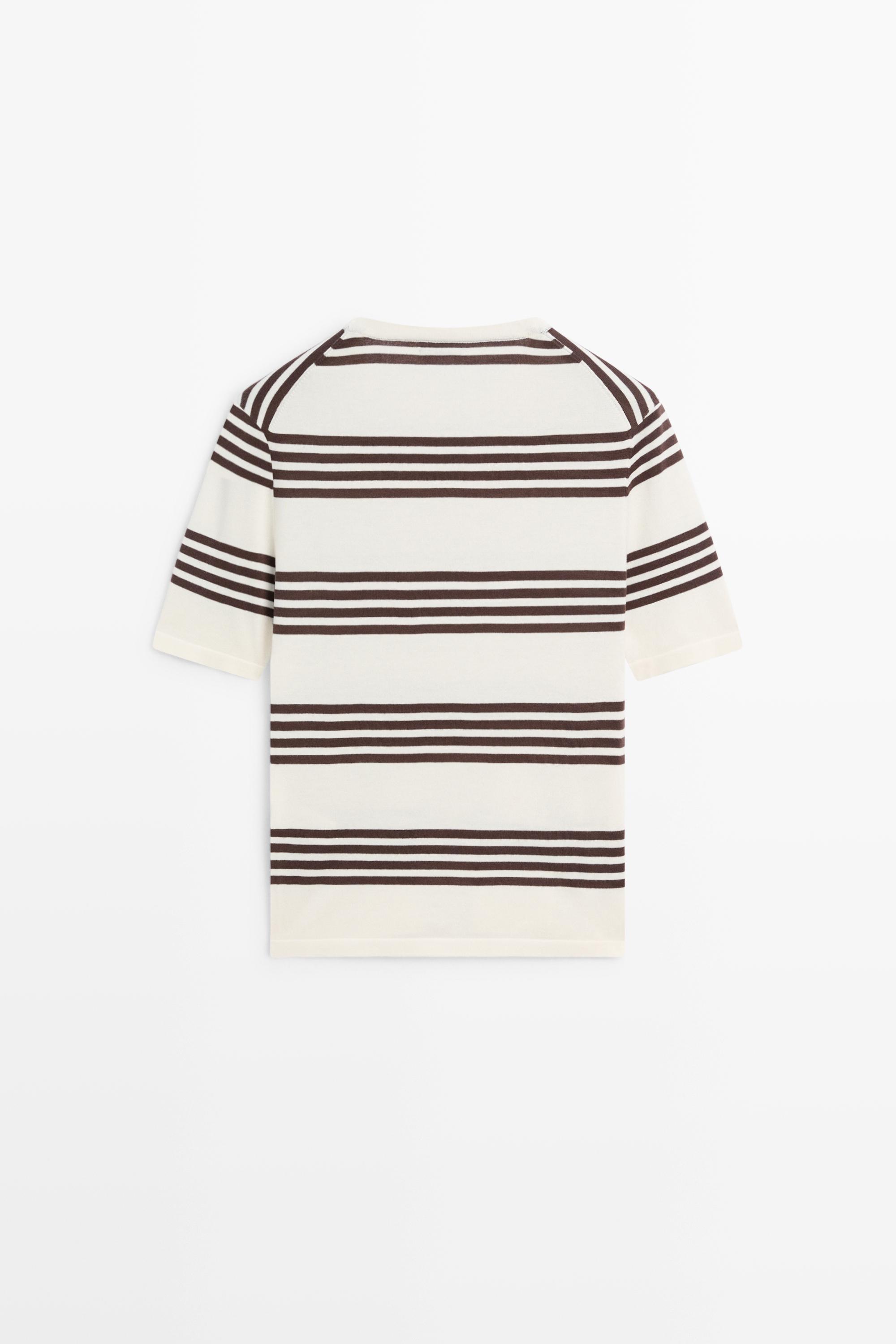 Striped short sleeve knit sweater - Brown | ZARA United States