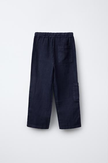 STRAIGHT-LEG LINEN TROUSERS - Indigo by Zara - Image 1