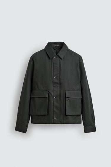 RELAXED FIT JACKET WITH POCKETS - Green by Zara - Image 0