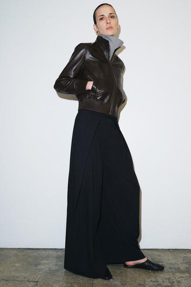 PANTALON WIDE LEG ZW COLLECTION - rayures de Zara