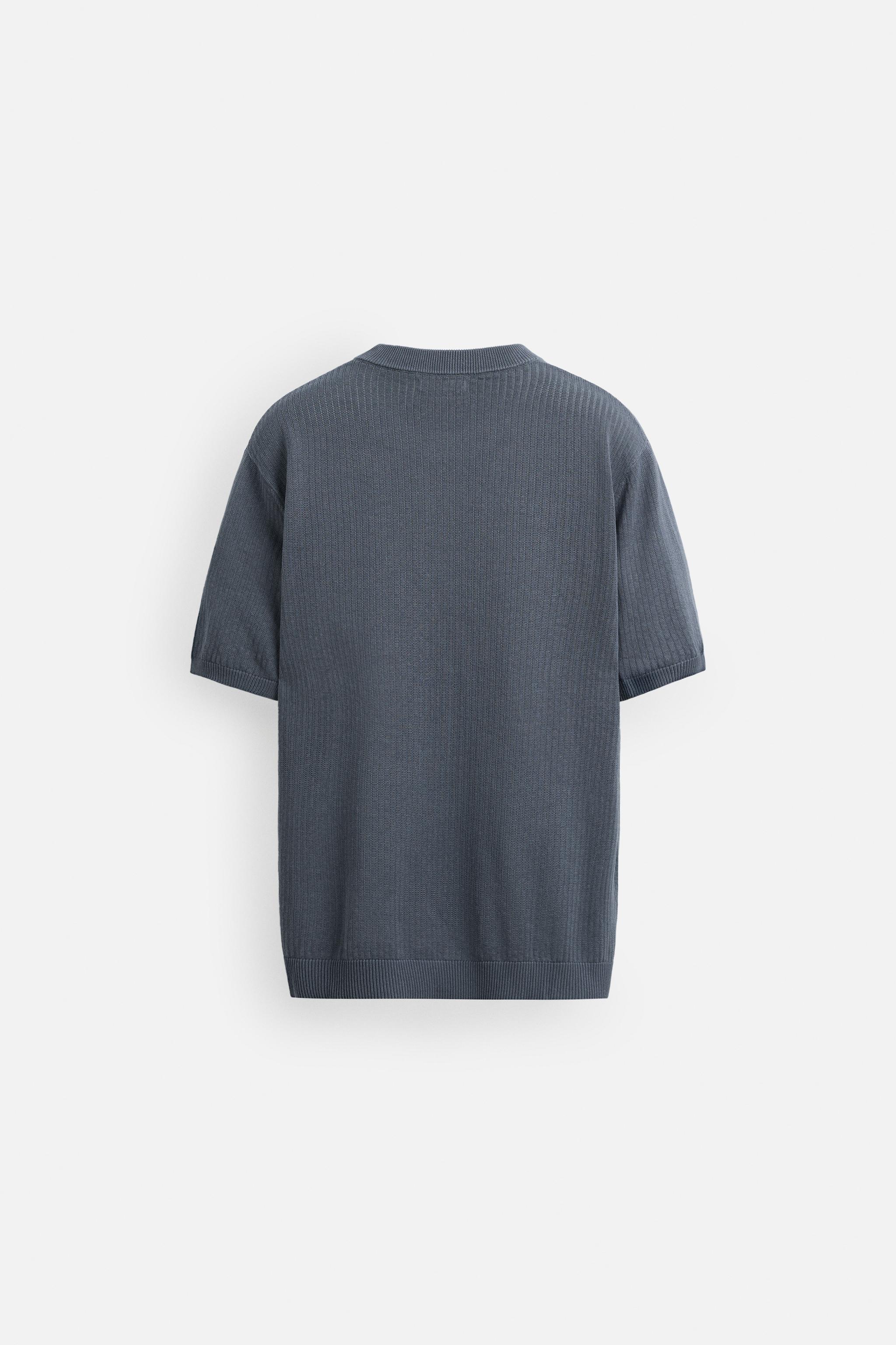 ［ZARA］テクスチャーニットＴシャツ テクスチャーニットTシャツ - グレー/ブルー | ZARA Japan / 日本