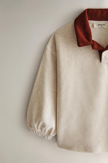 KIDS' TERRY BEACH SWEATSHIRT - Light beige by Zara - Image 1