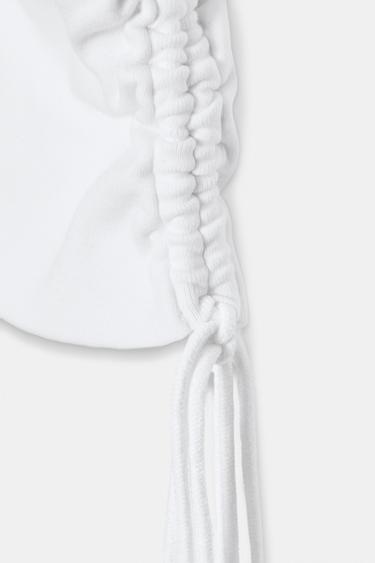 TOP FLAMÉ AVEC CEINTURE - Blanc de Zara - Image 5
