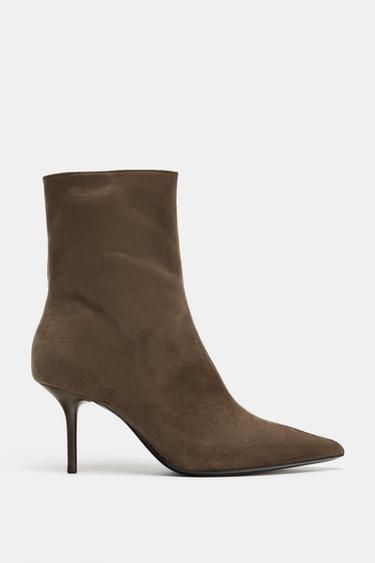 SOFT STILETTO HEEL ANKLE BOOTS - Grey by Zara