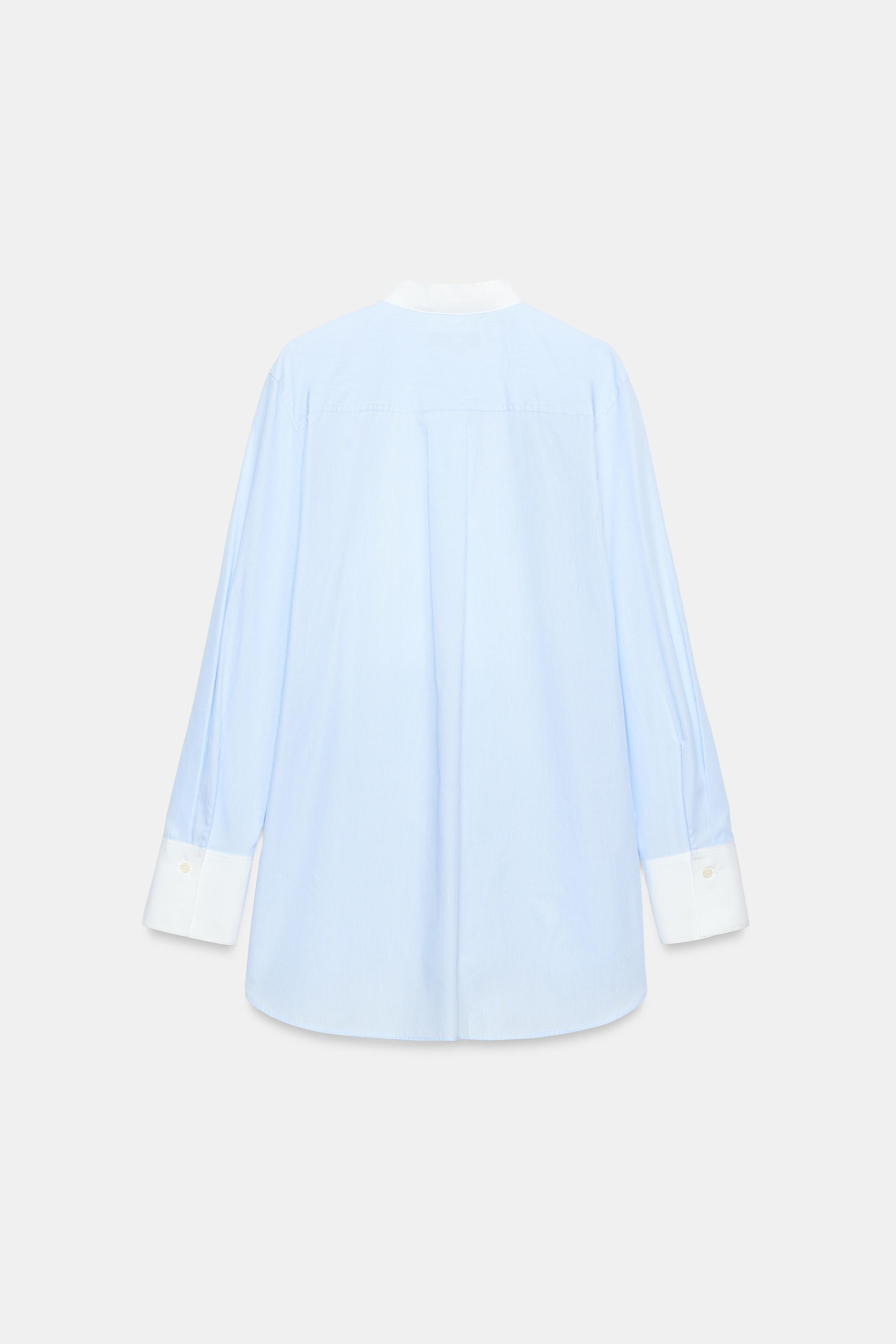 Женские рубашки Zara ZW COLLECTION STRIPED BIB SHIRT — фото 8