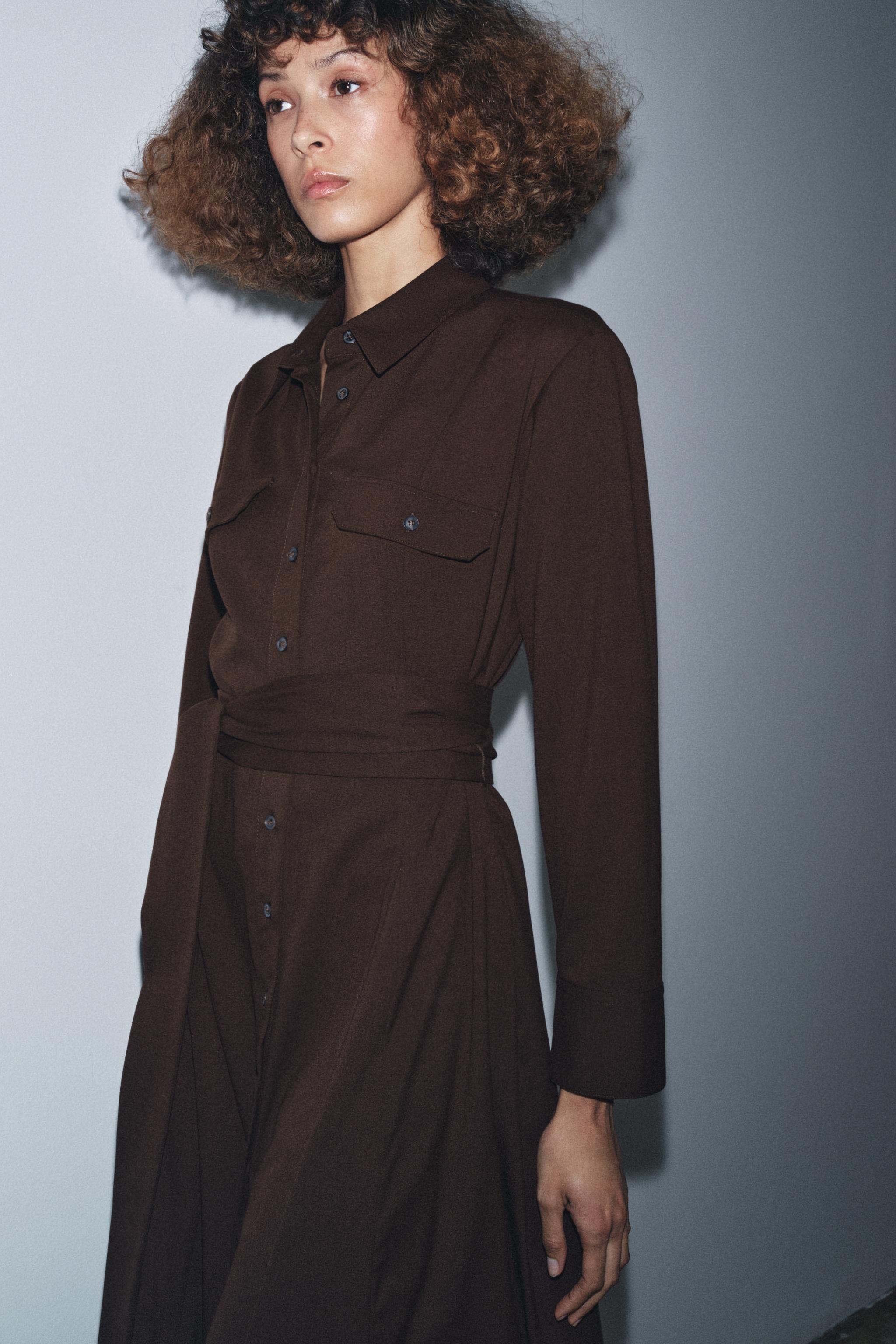 ZW COLLECTION BELTED SHIRT DRESS