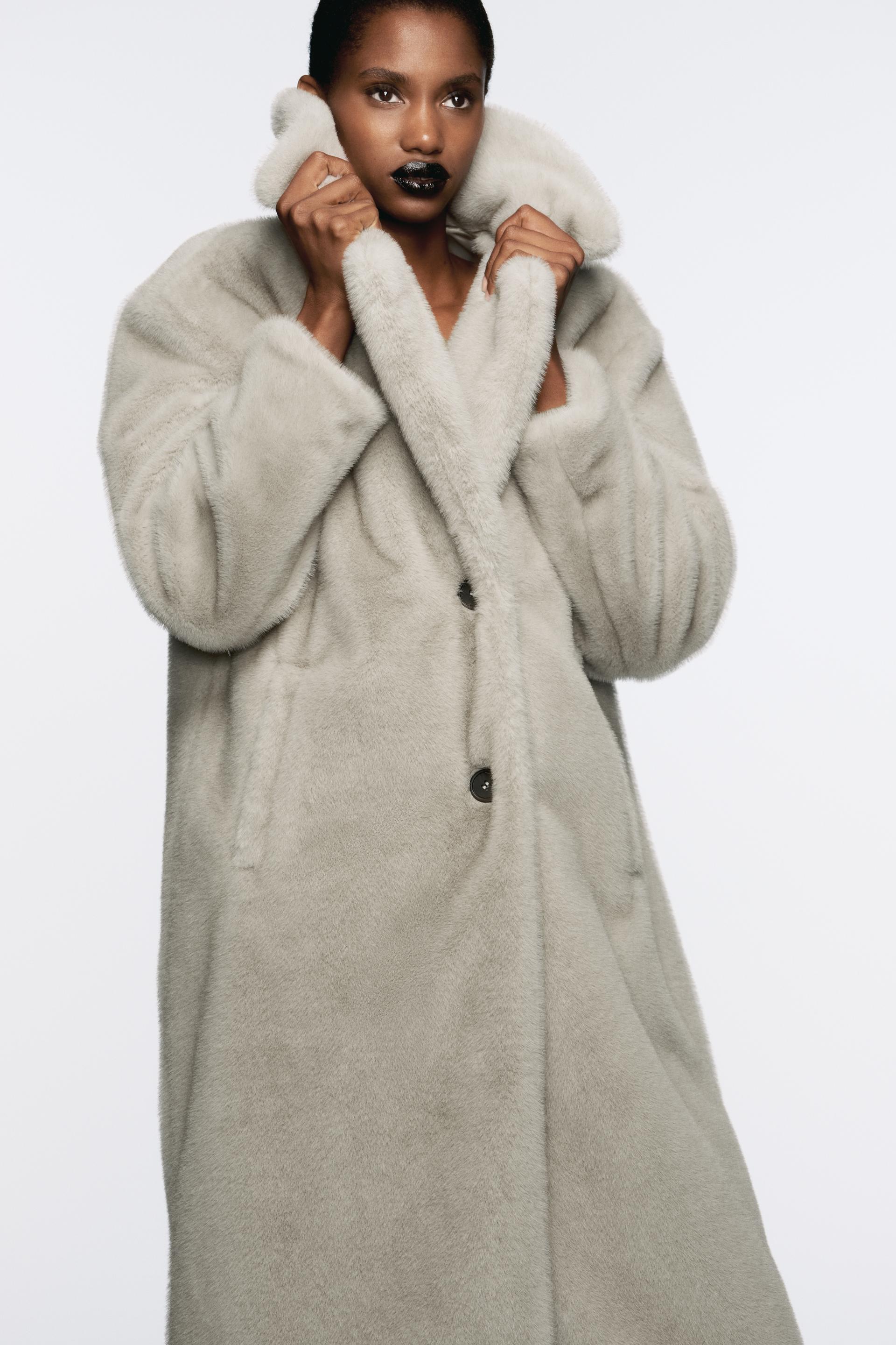 H&m grey faux fur coat best sale