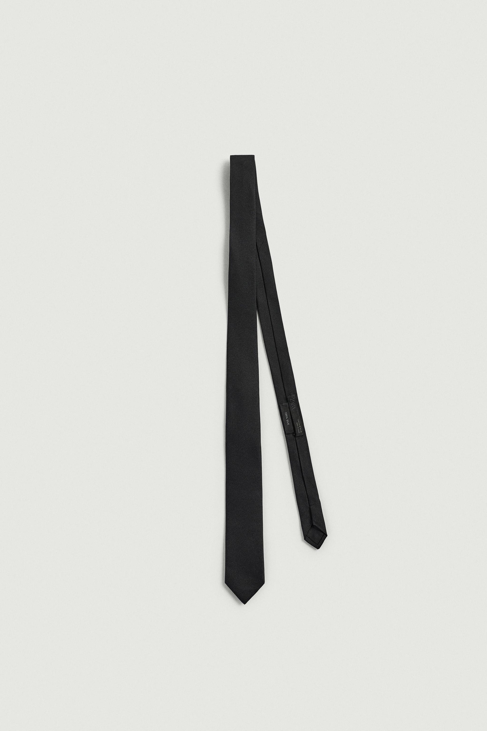100% SILK SLIM TIE — Black