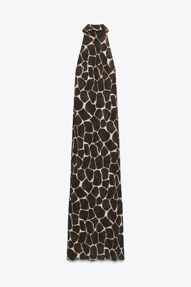 PRINTED HALTER DRESS - Beige-brown by Zara - Image 0