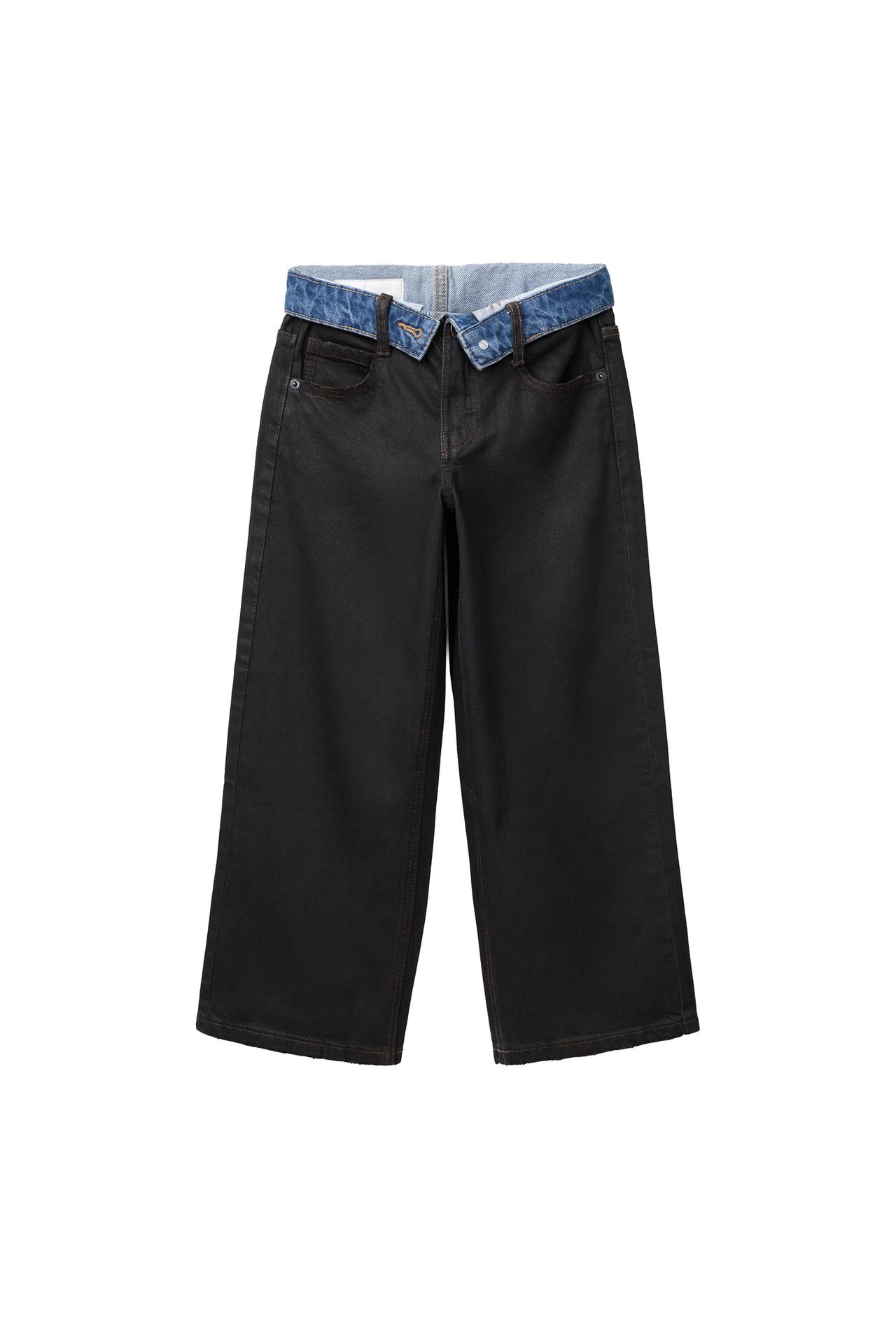 ДЖИНСЫ WIDE LEG С ОТВОРОТОМ НА ПОЯСЕ