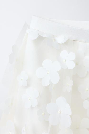 BALLOON SKIRT WITH FLOWERS - Ecru by Zara - Image 2