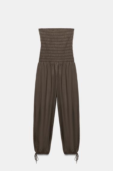 COMBINAISON RUSTIQUE À PLIS - Vison foncé de Zara - Image 5