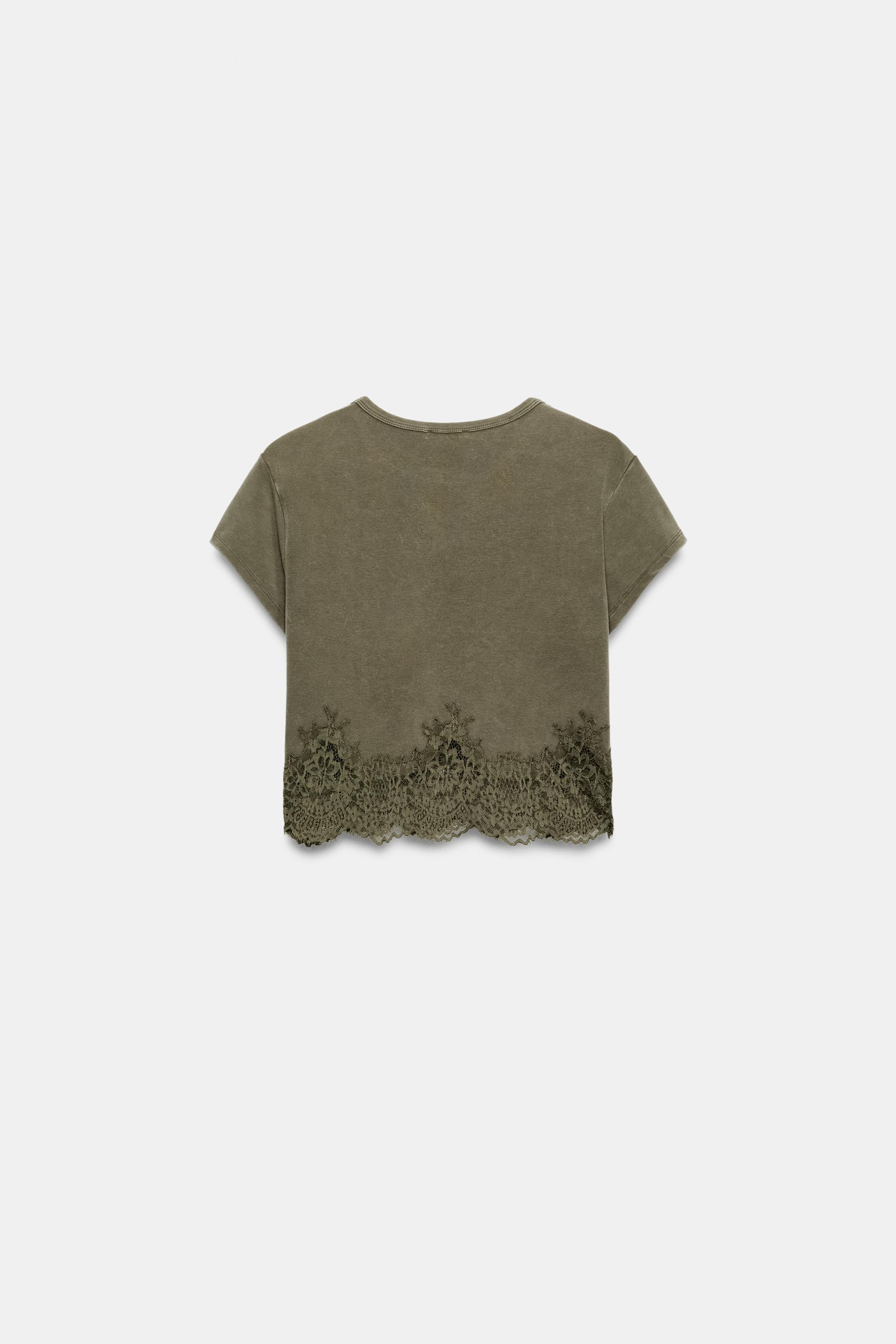 CROPPED LACE T-SHIRT