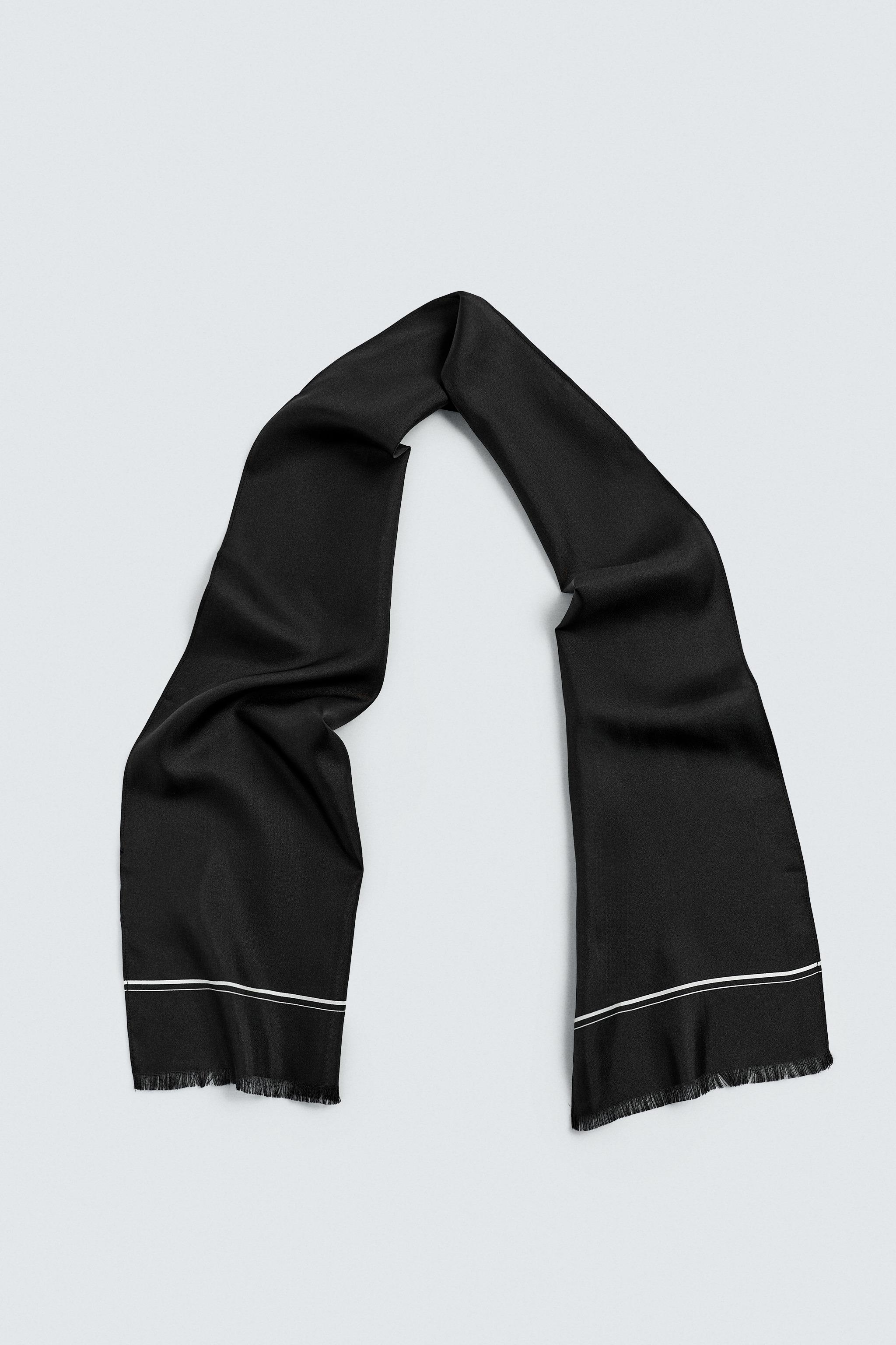 シルク100%スカーフ - ブラック | ZARA Japan / 日本