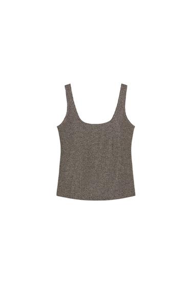 METALLIC THREAD STRAP TOP