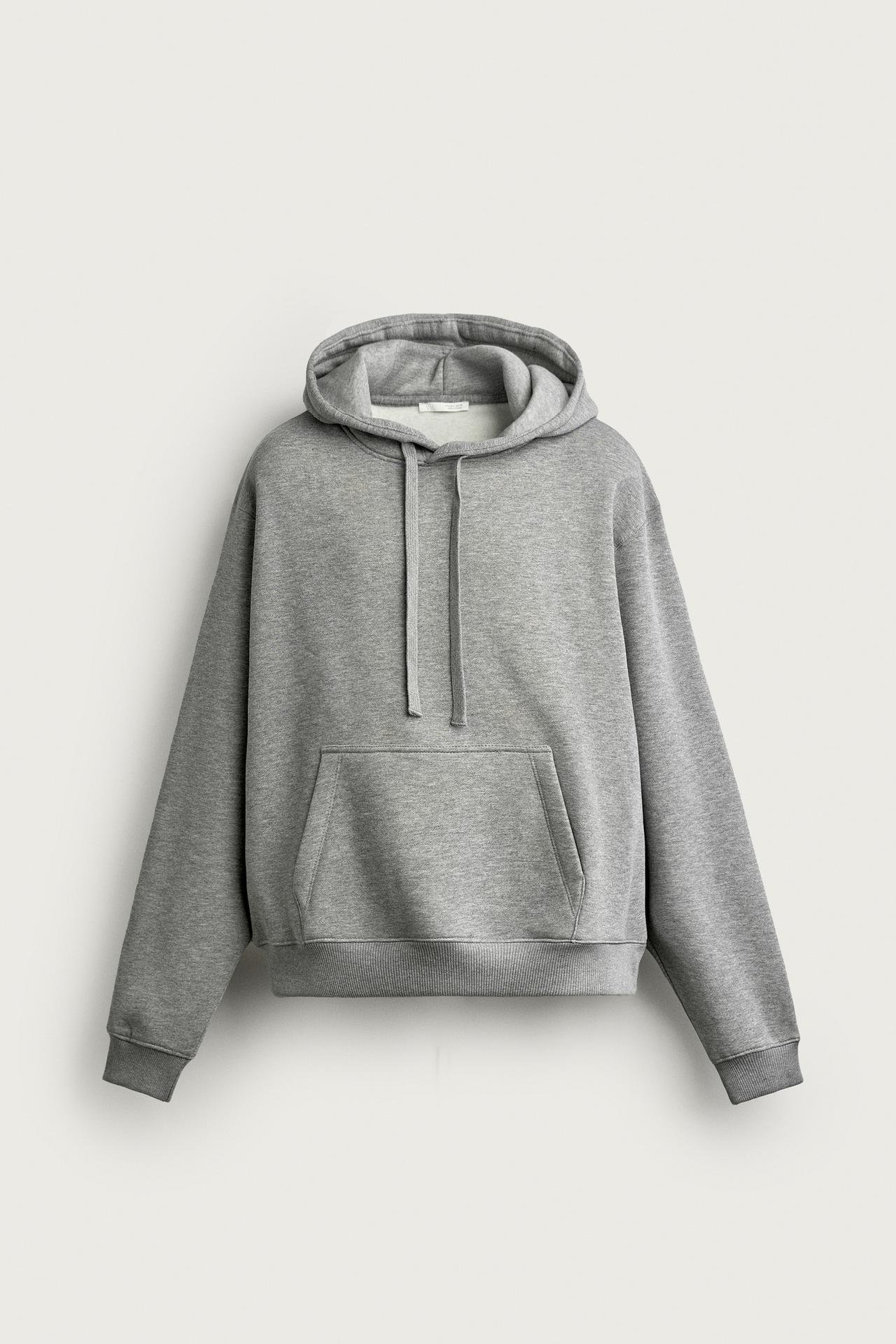 BASIC RELAXED FIT HOODIE — Gray marl