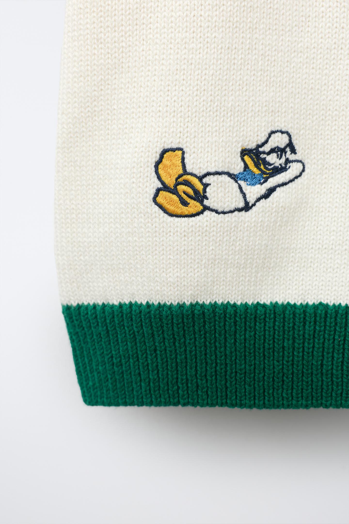 Детское поло Zara Mickey Mouse © Disney Embroidered Knit Polo, цвет: Экрю — фото 4