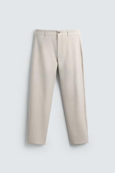 QUẦN CHINO VẢI DỆT THOẢI MÁI - Màu be nhạt từ Zara
