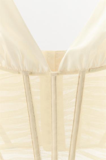 COMBINED SATIN CORSET TOP - Ecru by Zara - Image 6
