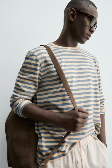 STRIPED LONG SLEEVE LINEN/COTTON T-SHIRT - Stripes by Zara - Image 4