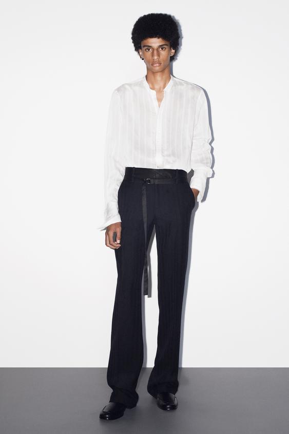 Zara STRIPED JACQUARD POLO - Oyster-white - Image 0
