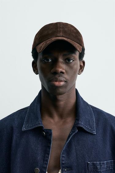 SUEDE LEATHER CAP - Brown by Zara - Image 0