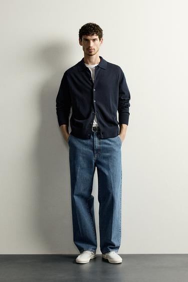 COTTON REGULAR FIT CARDIGAN - Navy blue by Zara - Image 0