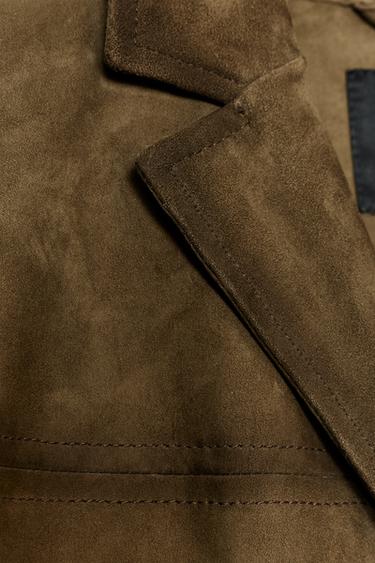 OVERSIZE 100% SUEDE LEATHER BLAZER ZW COLLECTION LIMITED EDITION - Light khaki by Zara - Image 5