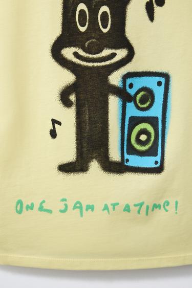T-SHIRT IMPRIMÉ CHAT - Jaune de Zara - Image 3