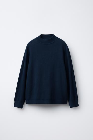 FINE KNIT HIGH NECK SWEATER - navy by Zara - Image 0