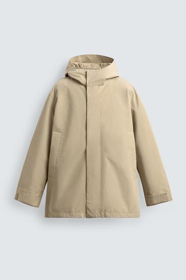 HOODED TECHNICAL TRENCH COAT - Beige by Zara