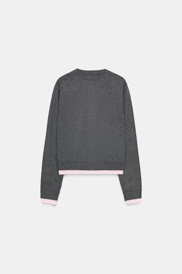 CONTRAST KNIT CARDIGAN - Grey marl by Zara