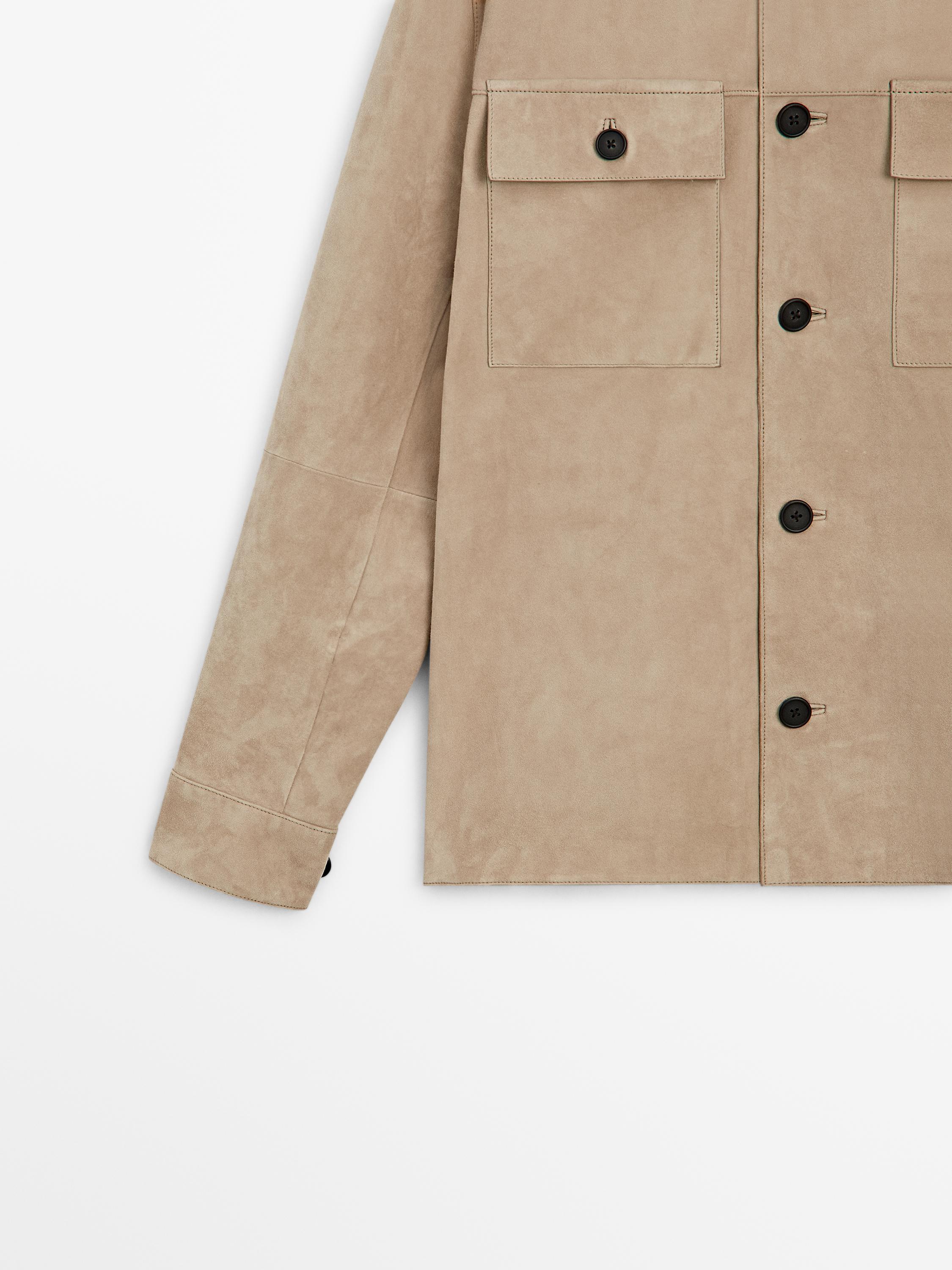 Suede leather overshirt