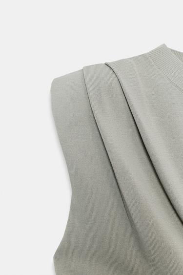 KNIT TOP WITH SHOULDER PADS - GREENISH by Zara - Image 5